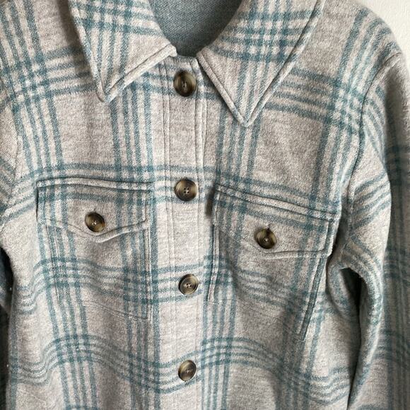 Madewell Boiled Wool Shirt-Jacket in Plaid Heather Lagoon - Picture 10 of 16
